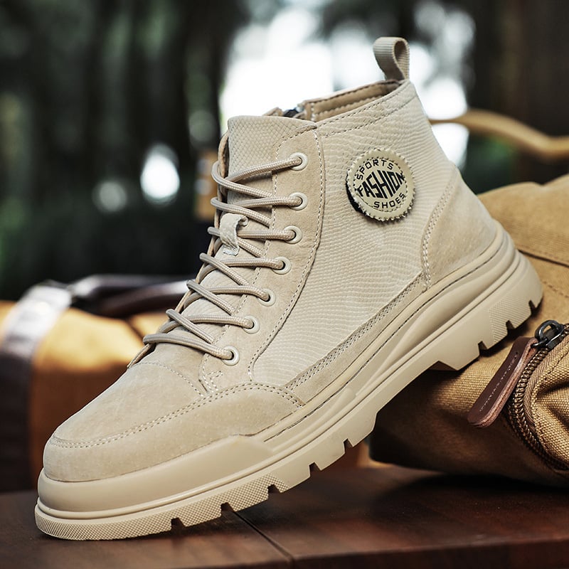 Vīriešu Martin zābaki - rudens, augsti, virsējā daļa no īstas ādas, gumijas zole, pretslīdēšana