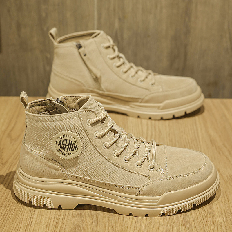 Vīriešu Martin zābaki - rudens, augsti, virsējā daļa no īstas ādas, gumijas zole, pretslīdēšana