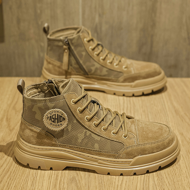 Vīriešu Martin zābaki - rudens, augsti, virsējā daļa no īstas ādas, gumijas zole, pretslīdēšana