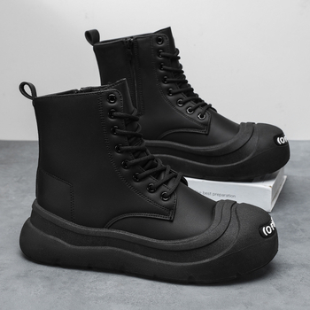 Martin zābaki no ādas, PVC zole, apaļa purngala, vidējā potītes augstums, augstuma palielināšana, siltas ziemas zābaki