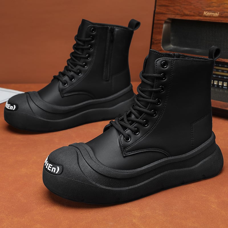 Martin zābaki no ādas, PVC zole, apaļa purngala, vidējā potītes augstums, augstuma palielināšana, siltas ziemas zābaki