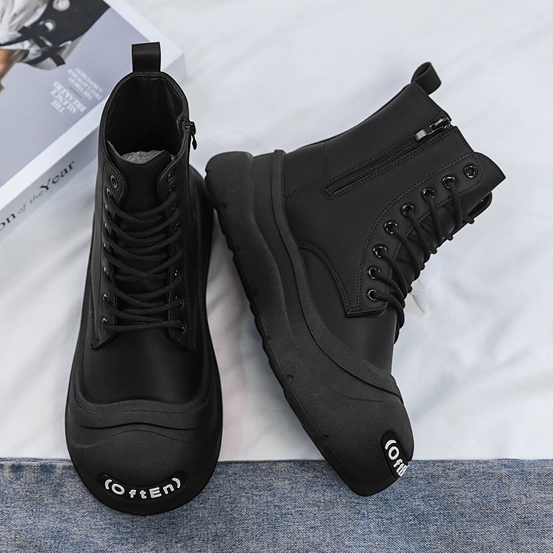 Martin zābaki no ādas, PVC zole, apaļa purngala, vidējā potītes augstums, augstuma palielināšana, siltas ziemas zābaki