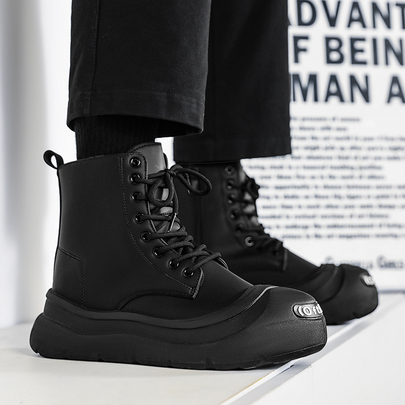 Martin zābaki no ādas, PVC zole, apaļa purngala, vidējā potītes augstums, augstuma palielināšana, siltas ziemas zābaki