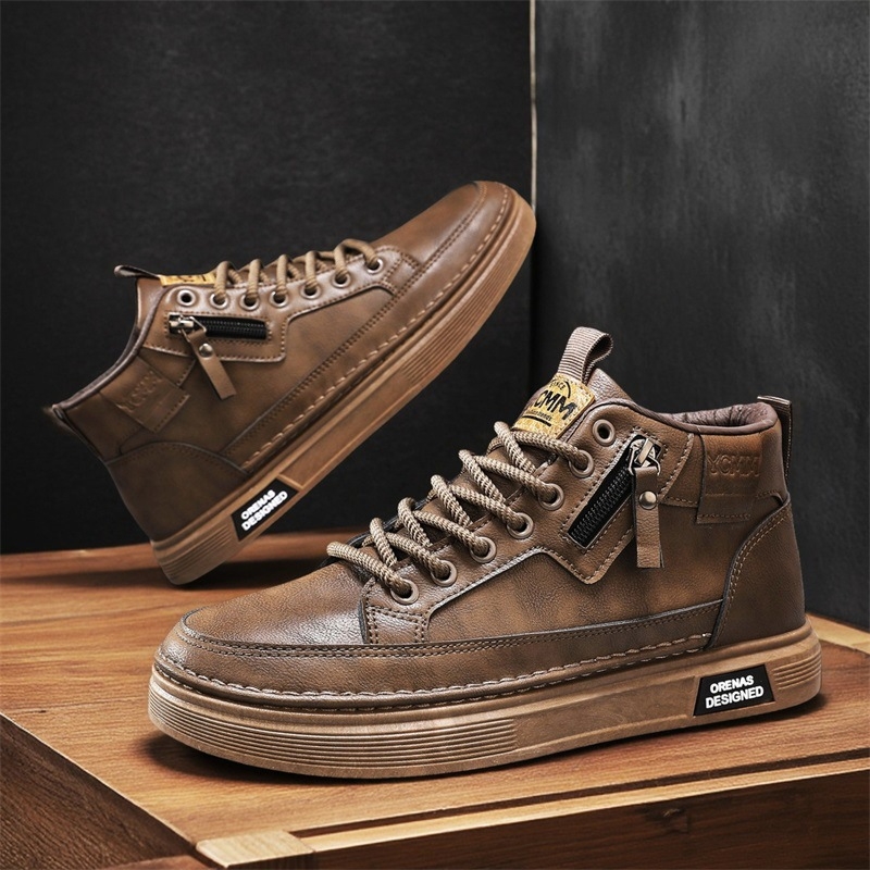 Ανδρικά Υψηλά Αθλητικά Παπούτσια - Άνω μέρος από Μικροΐνες, Καουτσούκ Σόλα, Κυκλικός Δάκτυλος, Χαμηλός Ύψος Τακουνιού 1–3 cm, Απορρόφηση Κρούσεων