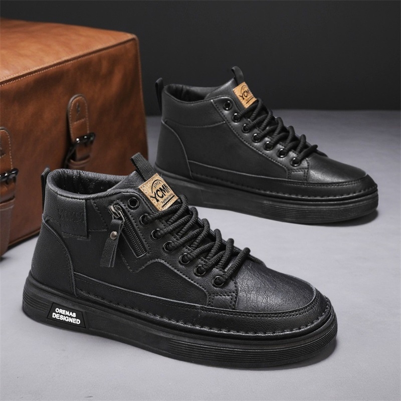 Ανδρικά Υψηλά Αθλητικά Παπούτσια - Άνω μέρος από Μικροΐνες, Καουτσούκ Σόλα, Κυκλικός Δάκτυλος, Χαμηλός Ύψος Τακουνιού 1–3 cm, Απορρόφηση Κρούσεων