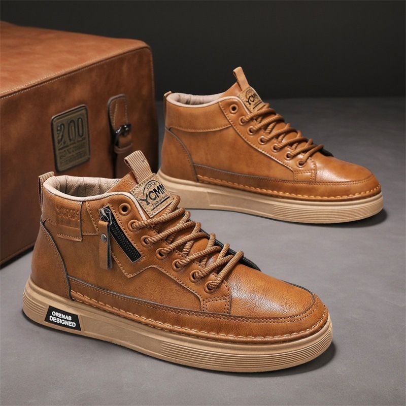 Ανδρικά Υψηλά Αθλητικά Παπούτσια - Άνω μέρος από Μικροΐνες, Καουτσούκ Σόλα, Κυκλικός Δάκτυλος, Χαμηλός Ύψος Τακουνιού 1–3 cm, Απορρόφηση Κρούσεων