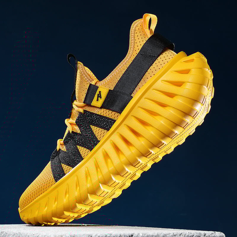 Férfi futócipők – Légáteresztő hálós felsőrész, ütéscsillapítás, fűzővel záródó, gumi talp