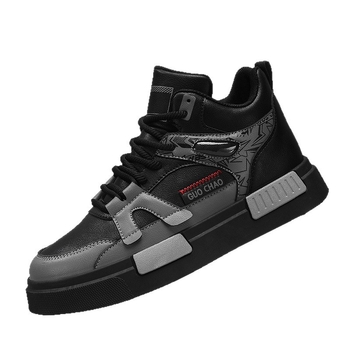 Ανδρικά skate παπούτσια με φαρδιά σόλα για αύξηση ύψους | Άνω μέρος συνθετικό δέρμα, ψηλό πάνω μέρος, κλείσιμο με κορδόνια, εσωτερική mesh επένδυση, ύψος φτέρνας 3–5 εκ, μοτίβο Color Blocking