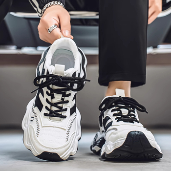 Ανδρικά chunky sneakers - PU επάνω μέρος, καουτσούκ σόλα, αδιάβροχα, αντιολισθητικά, απορρόφηση κραδασμών, διχτυωτή επένδυση