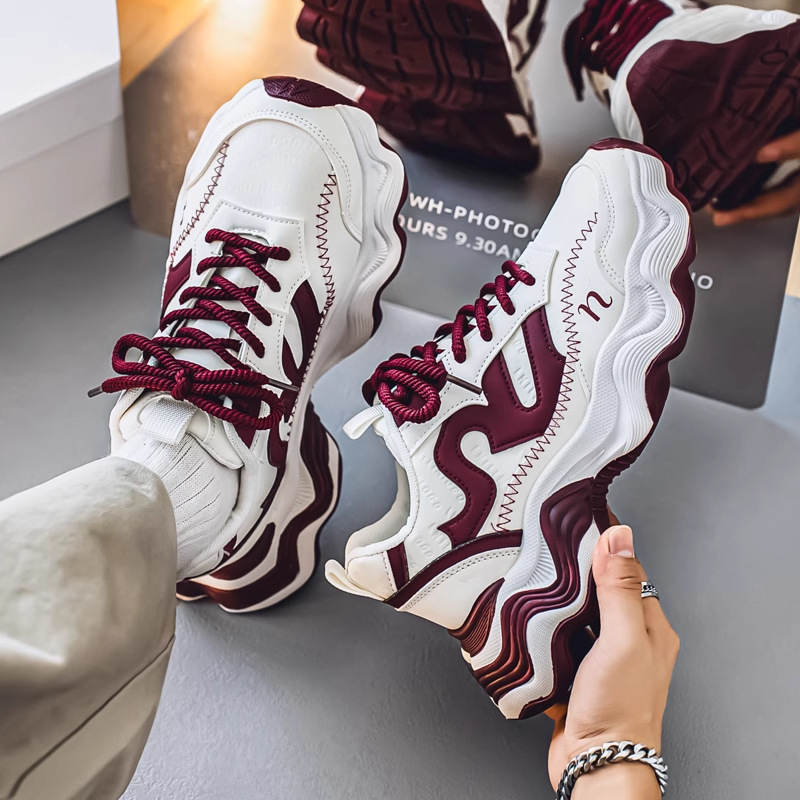 Ανδρικά chunky sneakers - PU επάνω μέρος, καουτσούκ σόλα, αδιάβροχα, αντιολισθητικά, απορρόφηση κραδασμών, διχτυωτή επένδυση