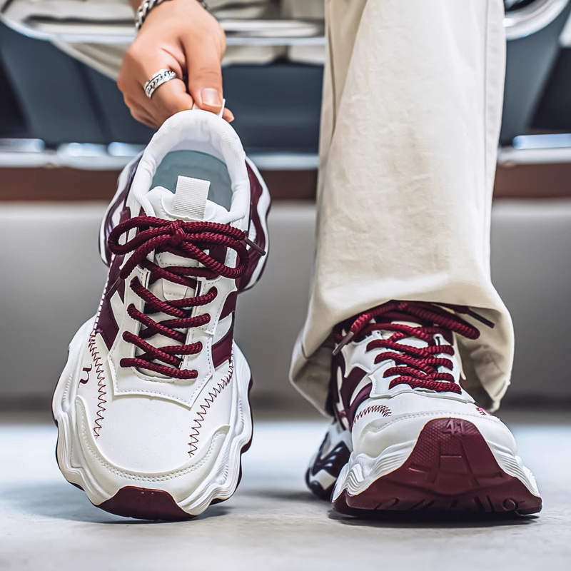 Ανδρικά chunky sneakers - PU επάνω μέρος, καουτσούκ σόλα, αδιάβροχα, αντιολισθητικά, απορρόφηση κραδασμών, διχτυωτή επένδυση