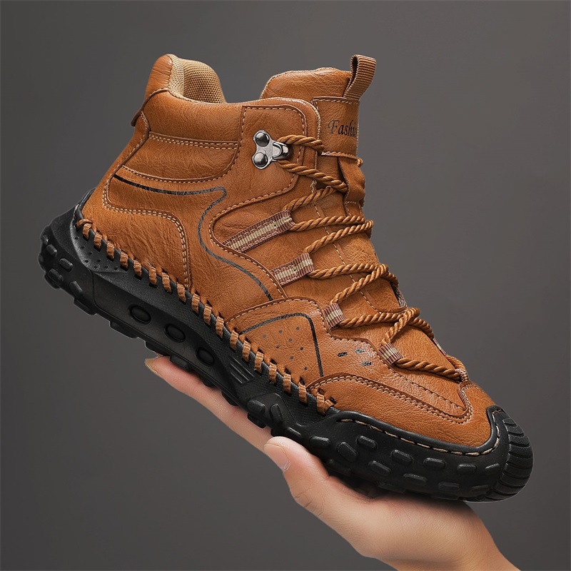 Ανδρικά μποτάκια μεσαίου ύψους, χειμωνιάτικα casual, επάνω μέρος από microfiber, PU πάτος, μεσαίο ύψος shaft, ραφή σόλα