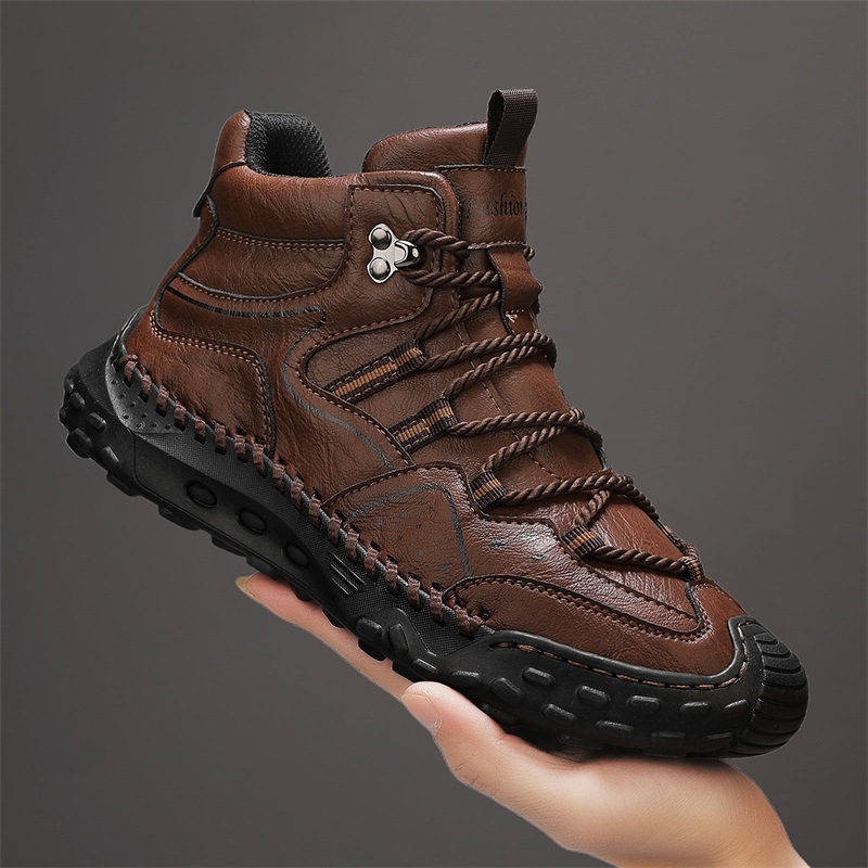 Ανδρικά μποτάκια μεσαίου ύψους, χειμωνιάτικα casual, επάνω μέρος από microfiber, PU πάτος, μεσαίο ύψος shaft, ραφή σόλα