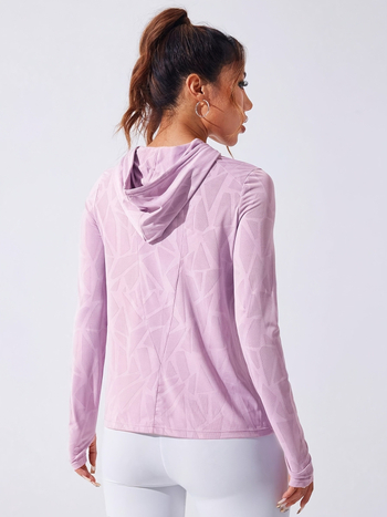 Женска спортна тениска с качулка и дълго покриване на ханша, бързосъхнеща, дишаща, слънцезащитна полиестерна материя, лято 2025