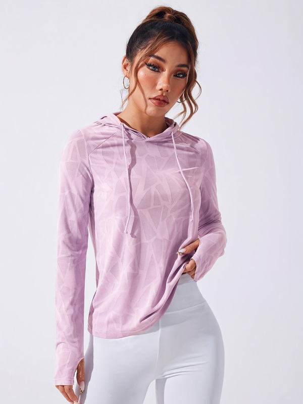 Женска спортна тениска с качулка и дълго покриване на ханша, бързосъхнеща, дишаща, слънцезащитна полиестерна материя, лято 2025