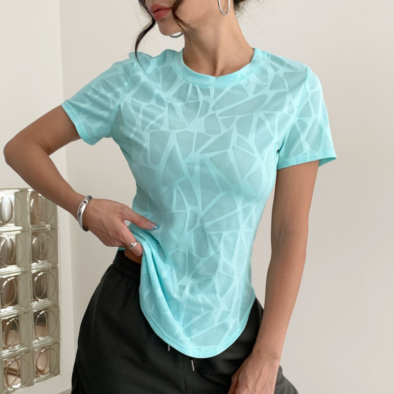 Дамски силуетен фитнес пуловер с къси ръкави и мрежести панели, 92% полиестер, 8% еластан, стандартна дължина, 2025