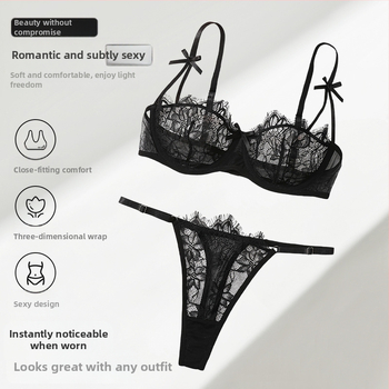 Krūštura komplekts ar tīklu mežģīnēm, Push-Up, 3/4 kauss, fiksētas dubultās siksnas, poliesterā audums