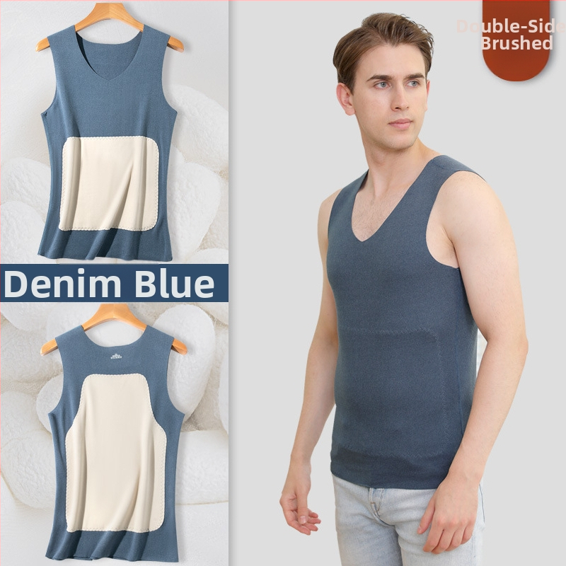 Széles vállú mellény V-nyakú, kasmír-selyem keverék, vast szövet, őszi-téli viseletre