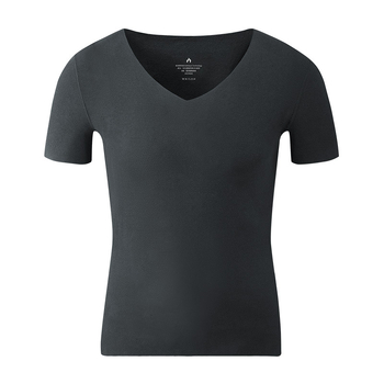 Ανδρικό θερμικό T-shirt με V-λαιμό, χωρίς ραφές, διπλής όψης βελούδο, επενδυμένο εσωτερικά, κοντό μανίκι