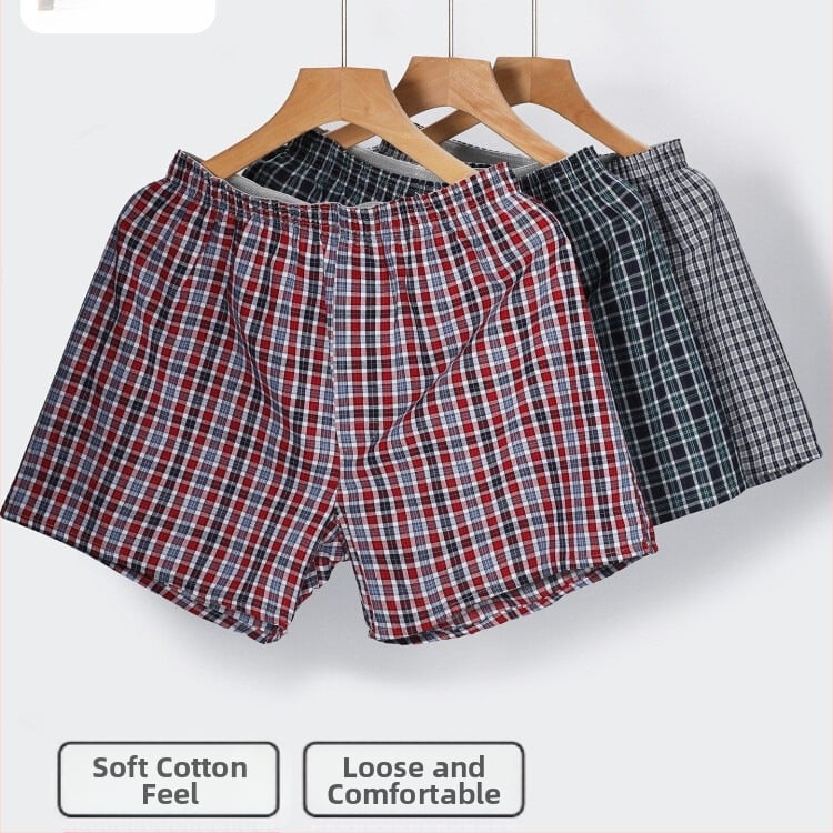 Мъжки памучни боксерки със средна талия, вътрешна памучна подплата над 95%, подходящи за пролет