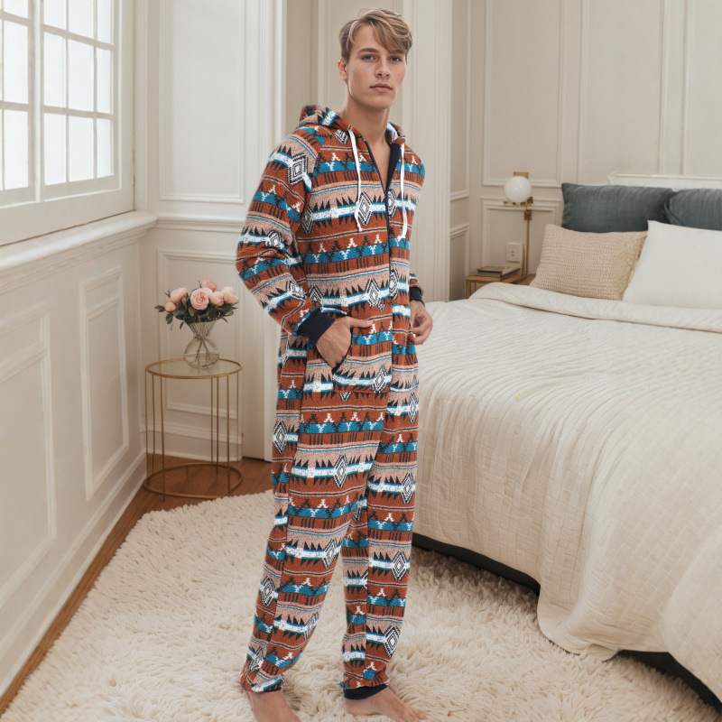 Vyrams skirta storos šiltos vienos dalies pižama, Orylon audinys, 100% spandeks, aukšta apykaklė, ilgomis rankovėmis ir ilgomis kelnių