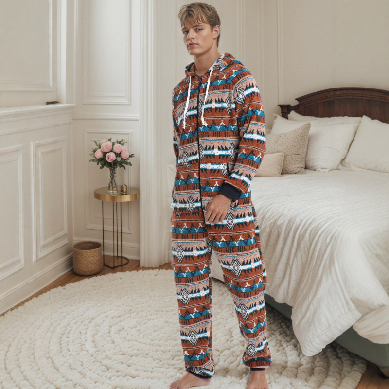 Vyrams skirta storos šiltos vienos dalies pižama, Orylon audinys, 100% spandeks, aukšta apykaklė, ilgomis rankovėmis ir ilgomis kelnių