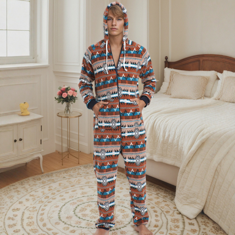 Vyrams skirta storos šiltos vienos dalies pižama, Orylon audinys, 100% spandeks, aukšta apykaklė, ilgomis rankovėmis ir ilgomis kelnių