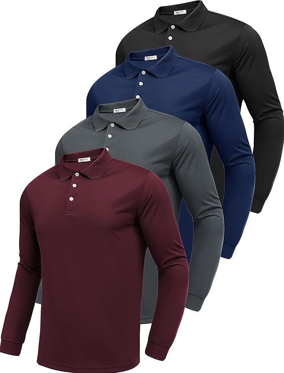 Vīriešu polo krekls ar garām piedurknēm, Slim fit, poliester 95% materiāla saturs, blokveida raksts