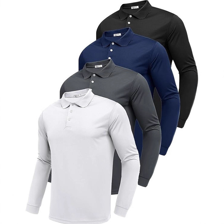 Vīriešu polo krekls ar garām piedurknēm, Slim fit, poliester 95% materiāla saturs, blokveida raksts