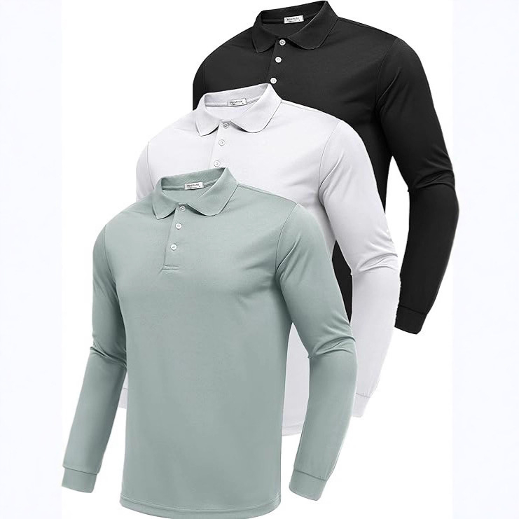 Vīriešu polo krekls ar garām piedurknēm, Slim fit, poliester 95% materiāla saturs, blokveida raksts