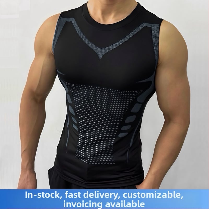 Vyrų be rankovių Slim-Fit marškinėliai – kvėpuojantys, greitai džiūstantys, prakaito valdymas, elastūs; Milk Silk audinys, 90% poliesteris; Skirta bėgimui, treniruotėms, lauko dviračiams