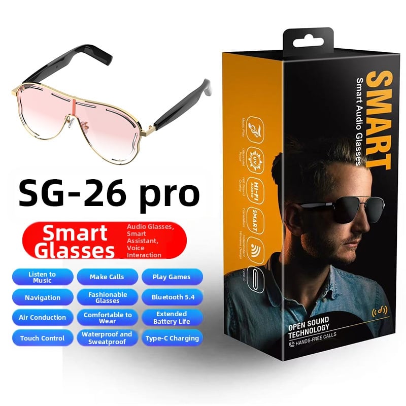 Γυαλιά Bluetooth με AI, φωνητικός έλεγχος, εξαιρετικά μεγάλη διάρκεια μπαταρίας, χαμηλή καθυστέρηση για παιχνίδια, Bluetooth 5.0, αδιάβροτα