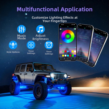 Αυτοκινητικό LED ambient φωτιστικό κάτω από το αμάξωμα με έλεγχο μέσω εφαρμογής — 12V, καθολική συμβατότητα, μοντέλο qfd152