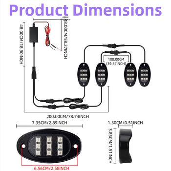 Αυτοκινητικό LED ambient φωτιστικό κάτω από το αμάξωμα με έλεγχο μέσω εφαρμογής — 12V, καθολική συμβατότητα, μοντέλο qfd152
