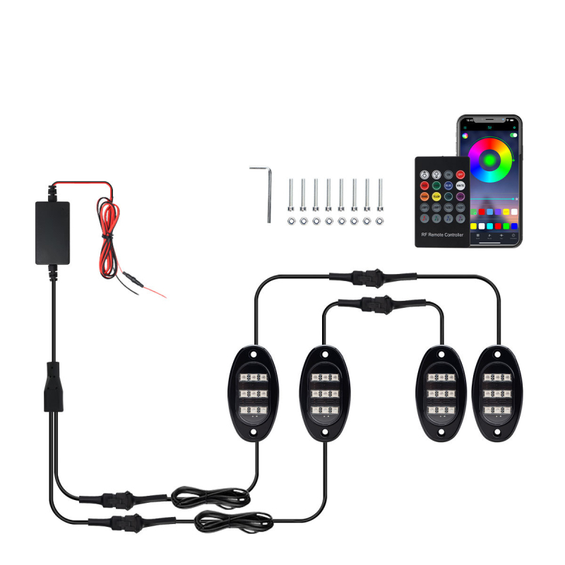 Αυτοκινητικό LED ambient φωτιστικό κάτω από το αμάξωμα με έλεγχο μέσω εφαρμογής — 12V, καθολική συμβατότητα, μοντέλο qfd152