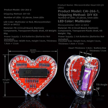 Ηλεκτρονικά Υλικά – DIY κιτ LED σε σχήμα καρδιάς και ροή φωτός, 7 χρώματα LED; Κωδικός προϊόντος akNGKSbD, Μάρκα Domestic Brand, Μοντέλο 1