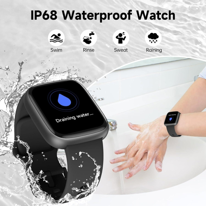 Išmanusis laikrodis su AMOLED ekranu, Bluetooth skambučiai, širdies ritmo stebėjimas, miego stebėjimas, žingsnių skaitiklis