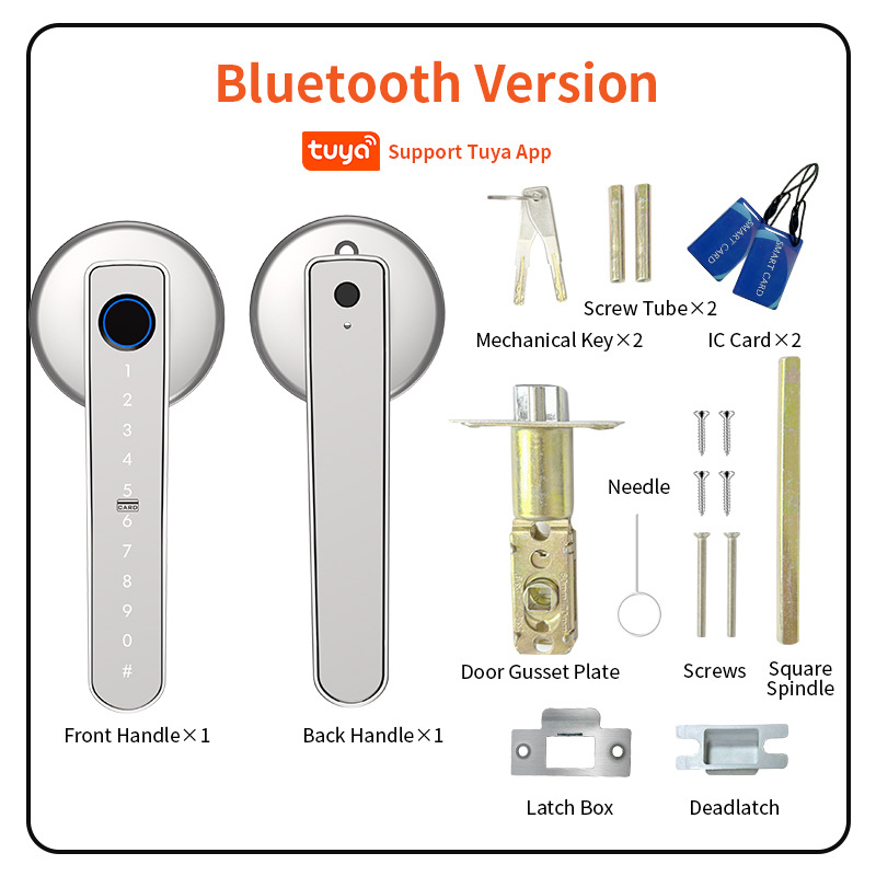 Έξυπνη κλειδαριά πόρτας με αποτύπωμα και Bluetooth — Κράμα ψευδαργύρου/αλουμινίου, 50 αποτυπώματα, >5000 ξεκλειδώσεις, σάρωση <0,5 s