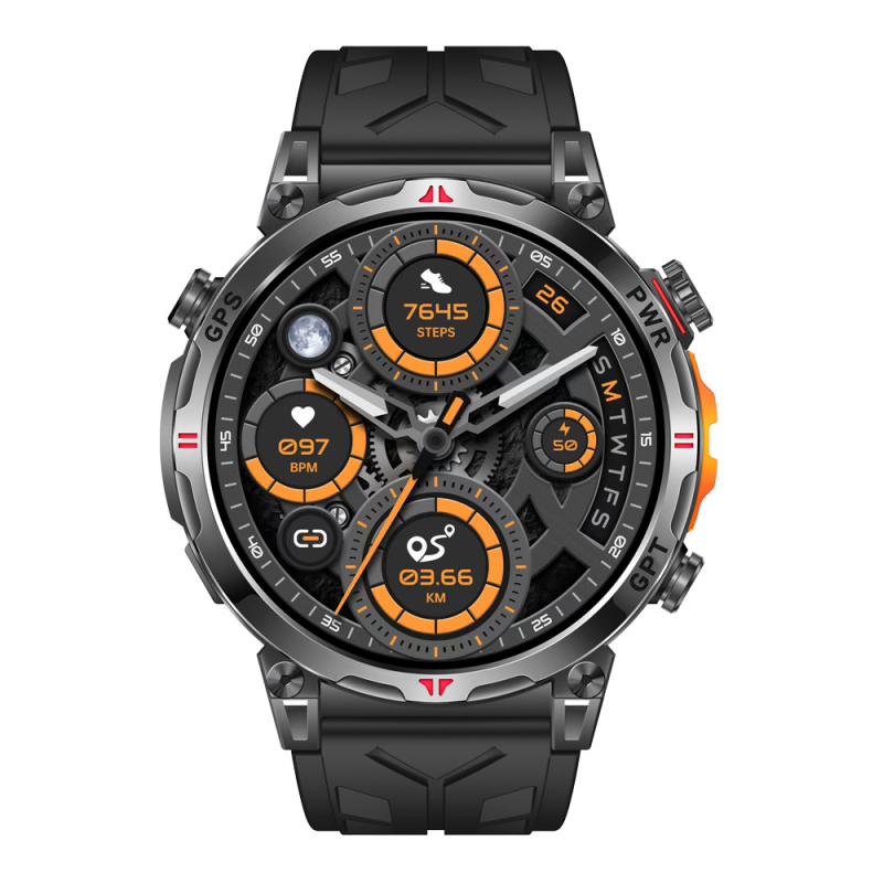 KC93 išmanusis laikrodis: širdies ritmo matavimas, kraujo deguonies lygis, GPS, Bluetooth skambučiai, AMOLED ekranas