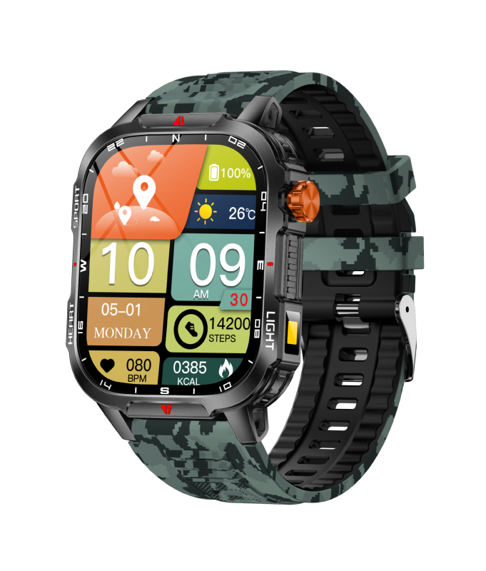 V35 υπαίθριο αθλητικό ρολόι: μπαταρία 1100mAh, οθόνη TFT 2,01 ιντσών, ABS+PC περίβλημα, κλήσεις Bluetooth