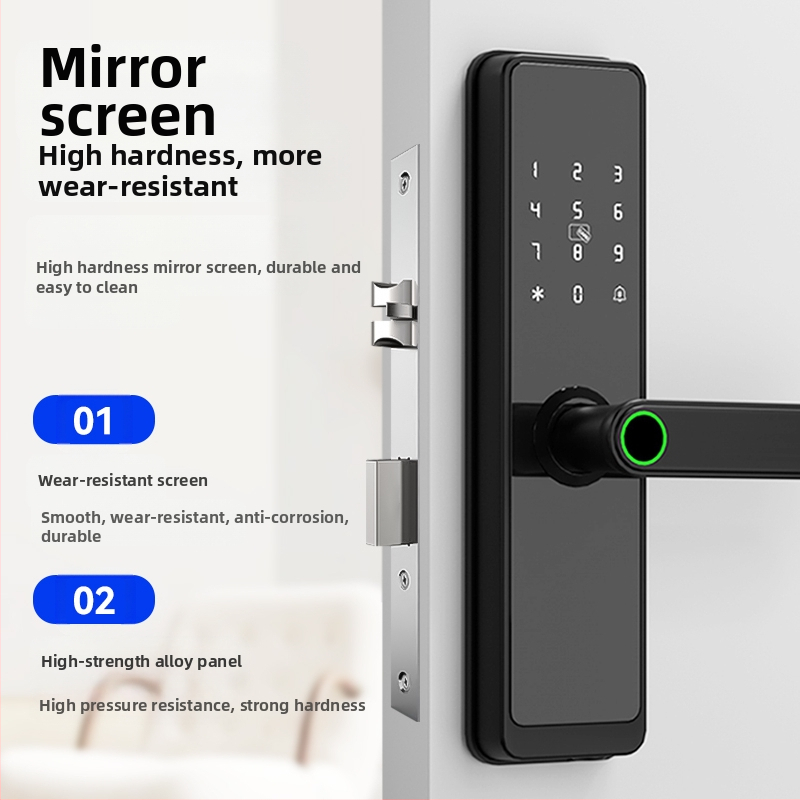 Умен електронен бравов механизъм за интериорни дървени врати с отпечатък, длан, парола, разпознаване на лица и дистанционно отключване; панел от алуминиев сплав