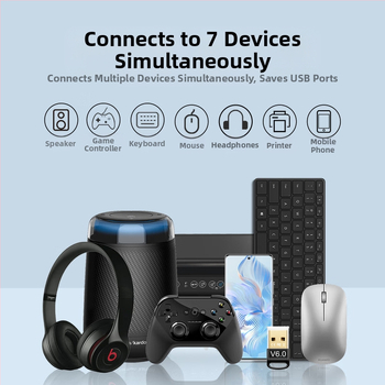 Bluetooth USB 6.0 adapter (USB interfész, Plug-and-Play, 3 Mbps átviteli sebesség, 20 m hatótávolság)