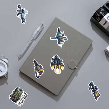 Σετ αυτοκόλλητων: 54 τεμάχια στρατιωτικών όπλων, καρτούν σε βινύλιο, εκτύπωση, KPD-816