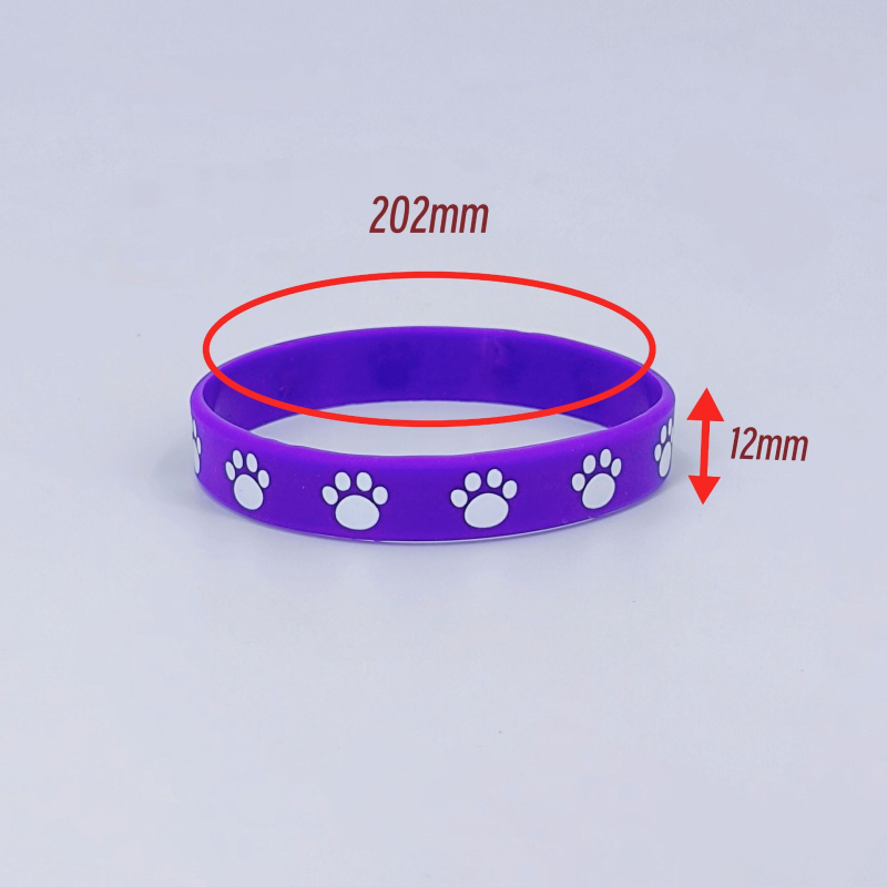 Силиконови гривни с печат на кучешка лапа, карикатурни унисекс гривни, кръгъл модел, плоско принтиране, декоративни бижута