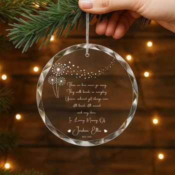 Kristāla stikla Ziemassvētku eglītei ar fotogrāfiju karājošu ornamentu — mūsdienīgs minimālisma stils, ģeometriska forma, Inate Crystal