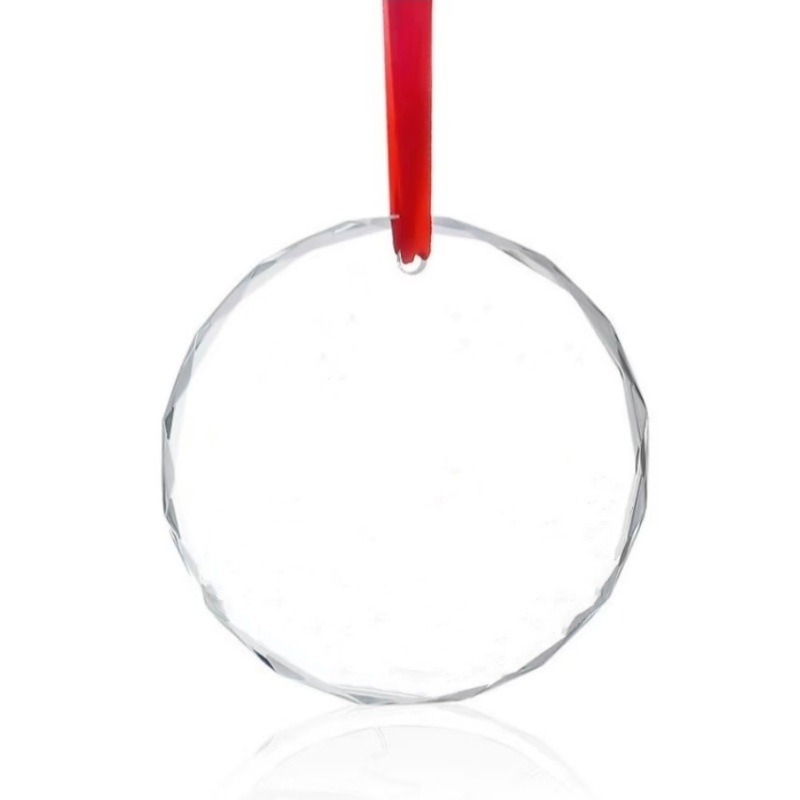 Kristāla stikla Ziemassvētku eglītei ar fotogrāfiju karājošu ornamentu — mūsdienīgs minimālisma stils, ģeometriska forma, Inate Crystal