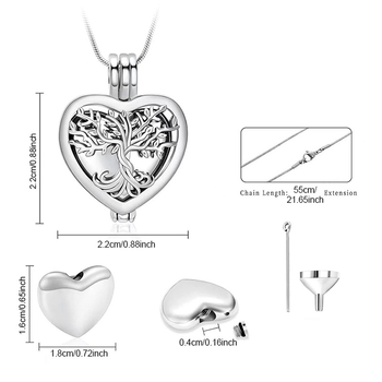 Κολιέ από ανοξείδωτο ατσάλι σε σχήμα καρδιάς για στάχτες – ανοιγόμενη θήκη για αγαπημένους και κατοικίδια