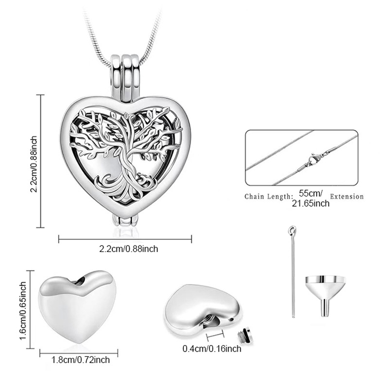 Κολιέ από ανοξείδωτο ατσάλι σε σχήμα καρδιάς για στάχτες – ανοιγόμενη θήκη για αγαπημένους και κατοικίδια