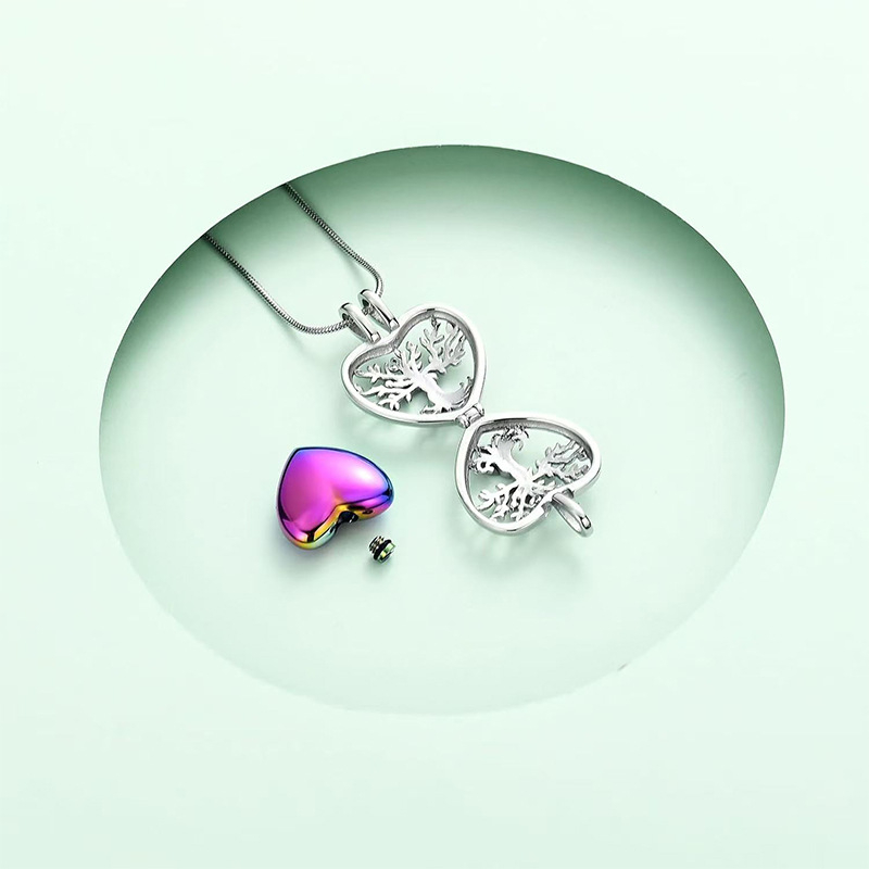 Κολιέ από ανοξείδωτο ατσάλι σε σχήμα καρδιάς για στάχτες – ανοιγόμενη θήκη για αγαπημένους και κατοικίδια