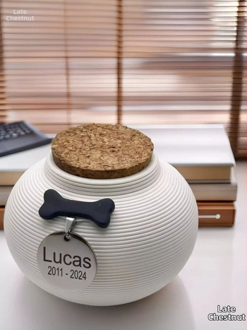 Κεραμική θήκη στάχτης κατοικίδιων (σκύλοι και γάτες) - θήκη μνήμης, σχέδιο σε στυλ ανέμου, δυνατότητα προσαρμογής